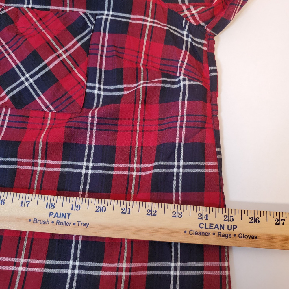John Mark Tunic Top Womens SZ OX Red Black Plaid Velvet Collar Cinched Sleeves - Picture 11 of 16